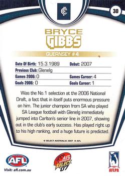 2007 Select AFL Supreme #30 Bryce Gibbs Back